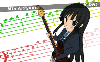 Girl guitar musical notes background - musical free wallpaper
