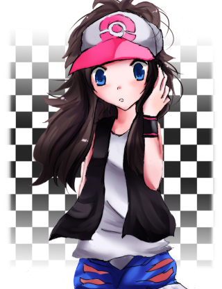 Girl pinkhat bluejeans checkered anime - a pink hat free wallpaper for mobile