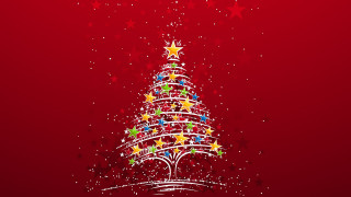 Christmas tree stars red background 6 - a christmas tree free wallpaper for desktop