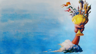 Hand golden cup flags clouds 2 - bill ward free wallpaper