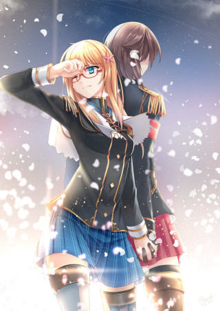 Anime girls snow arms around 3 - the snow free wallpaper for mobile