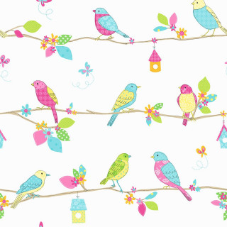 Colorful bird pattern birdhouse flowers - a cross stitch free wallpaper for tablet