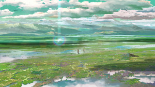 Person hill lake mountains cloudy - a lake and mountains free wallpaper