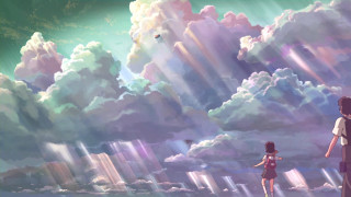 Couple people field cloudy sky - atey ghailan free wallpaper for desktop