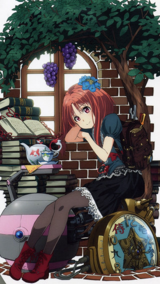 Woman sitting pile of books - a still life free wallpaper for mobile