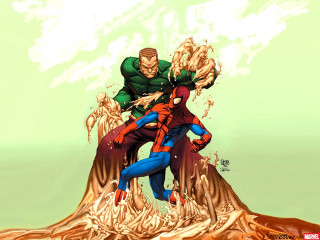 Fighting over mountain top sky - a painting free wallpaper for desktop