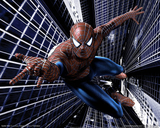 Spider man flying city skyscrapers 2 - a spider man free wallpaper