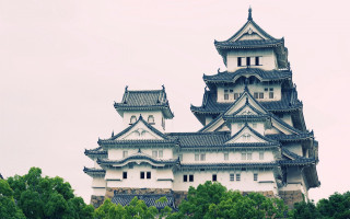 Large white black building clock - japan eishōsai chōki free wallpaper