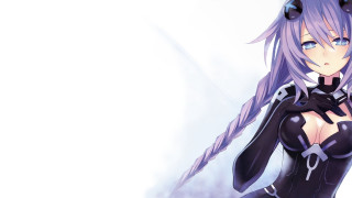 Anime purple hair cat ears - a black outfit free wallpaper for desktop