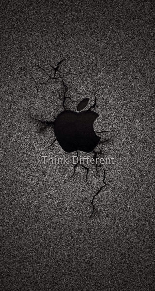 Cracked apple logo black background - side and the words free wallpaper for mobile