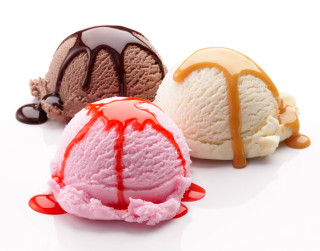 Ice cream trio caramel chocolate - a white background free wallpaper