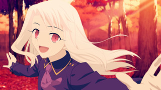 Whitehair woman purpleshirt forest handsup - long white hair free wallpaper