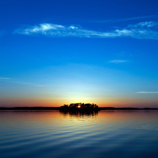 Sunset lake island clouds sky - free sunset wallpaper for tablet