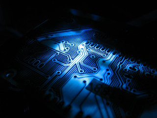 Circuit board blue light black 3 - blue light free wallpaper for desktop