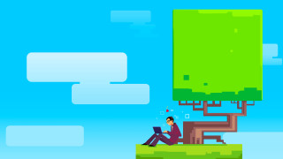 Man tree laptop pixel art - 2 d game art free wallpaper for desktop