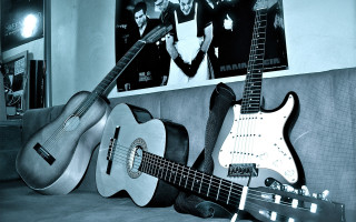 Guitars elvis presley poster black - a wall behind them free wallpaper for desktop