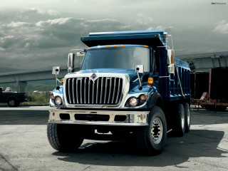 Dump truck parking lot cloudy - realistic free wallpaper for desktop