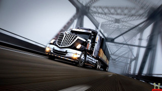 Semi truck highway bridge evening - the headlight free wallpaper