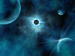 Planets blue space black hole - a group of planets free wallpaper