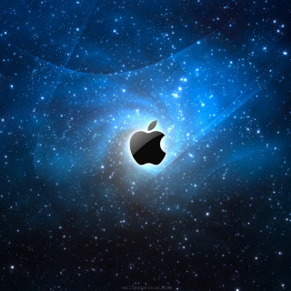 Apple logo space stars blue 4 - free space wallpaper for tablet
