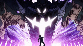 Person giant demon purple light - rob rey and kentaro miura style free wallpaper