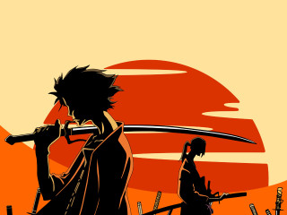 Couple swords sunset red sun - a red sun in the background free wallpaper