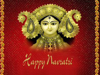 Navrati golden face red background - a gold border free wallpaper for desktop
