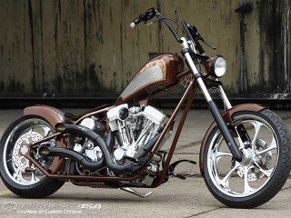 Motorcycle parked street building door 2 - ed roth free wallpaper