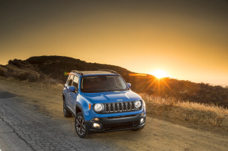Blue jeep dirt road sunset - a.d.m. cooper free wallpaper