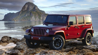 Red jeep rocky beach ocean - a rocky beach next free wallpaper