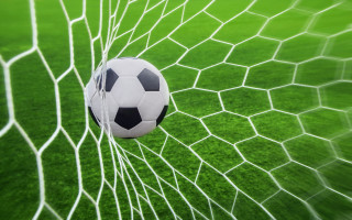 Soccer ball net green grass 2 - a soccer ball free wallpaper