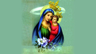 Virgin mary child jesus flowers - an oil free wallpaper