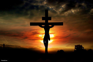 Cross sunset clouds sky background - powerful free wallpaper