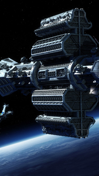 Space station floating planet spaceship - a space station free wallpaper for mobile