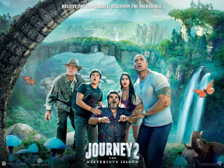 Journey 2 mysterious island waterfall - a movie poster free wallpaper for desktop