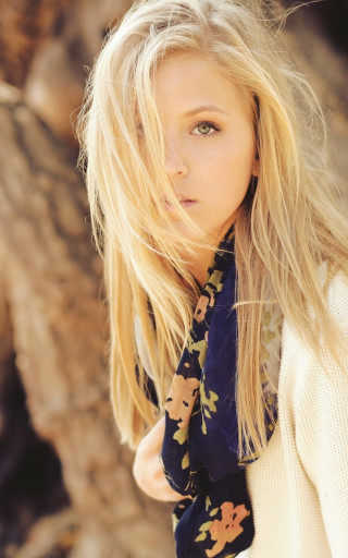 Woman blonde hair scarf sweater - portrait photography free wallpaper for mobile