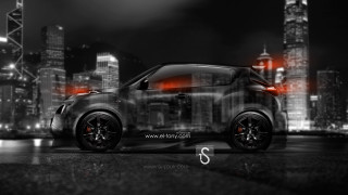 City parked car night neon - matte drawing free wallpaper