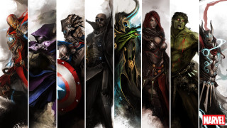 Avengers characters group white background - arrow free wallpaper
