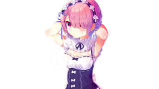 Anime girl pink hair maid - blue skirt free wallpaper