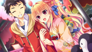 Anime couple characters building penguin - a penguin free wallpaper