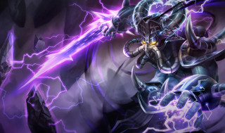 Man armor sword lightning bolt 2 - a purple hue free wallpaper