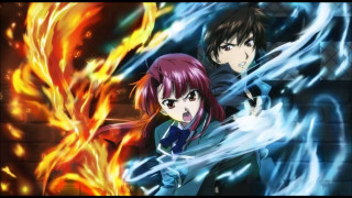Anime characters fire ice background - two anime character free wallpaper