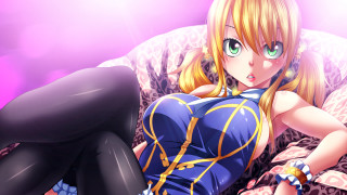 Woman laying bed pink background - a purple background behind her free wallpaper