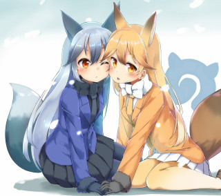 Anime characters sitting back to 2 - free cats wallpaper for tablet