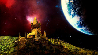 Castle hill planet red sky - star above free wallpaper for desktop