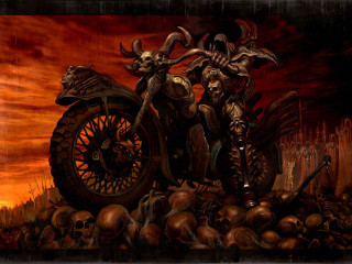 Skeleton motorcycle skulled ground demon - skull free wallpaper