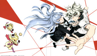 Anime couple hugging red white - poster art free wallpaper