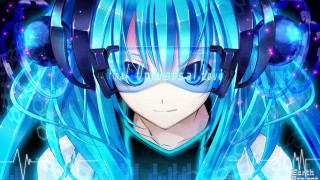 Anime girl blue hair headphones - a anime girl free wallpaper for desktop
