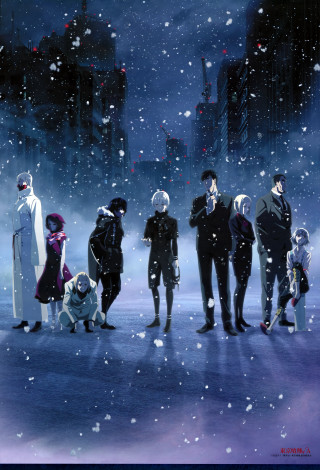 Group people snow city night - serial art free wallpaper for mobile