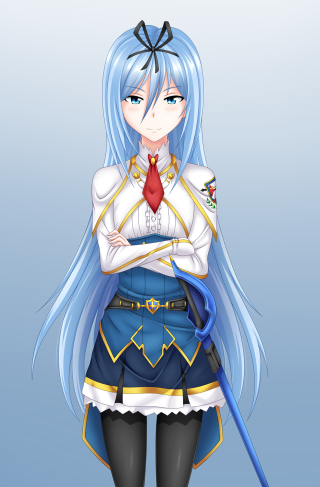 Anime girl blue hair red 13 - a blue tail free wallpaper for mobile